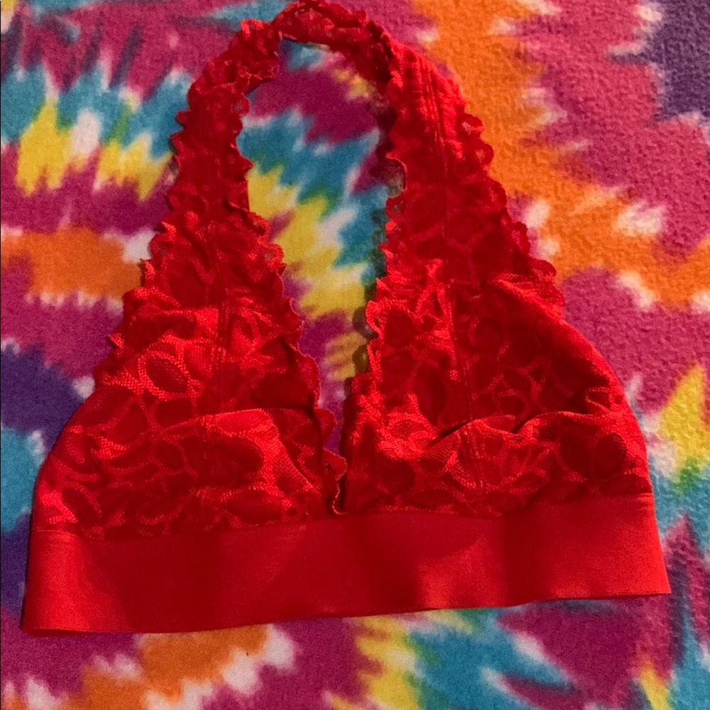 Victoria's Secret Red Lace Halter Bralette